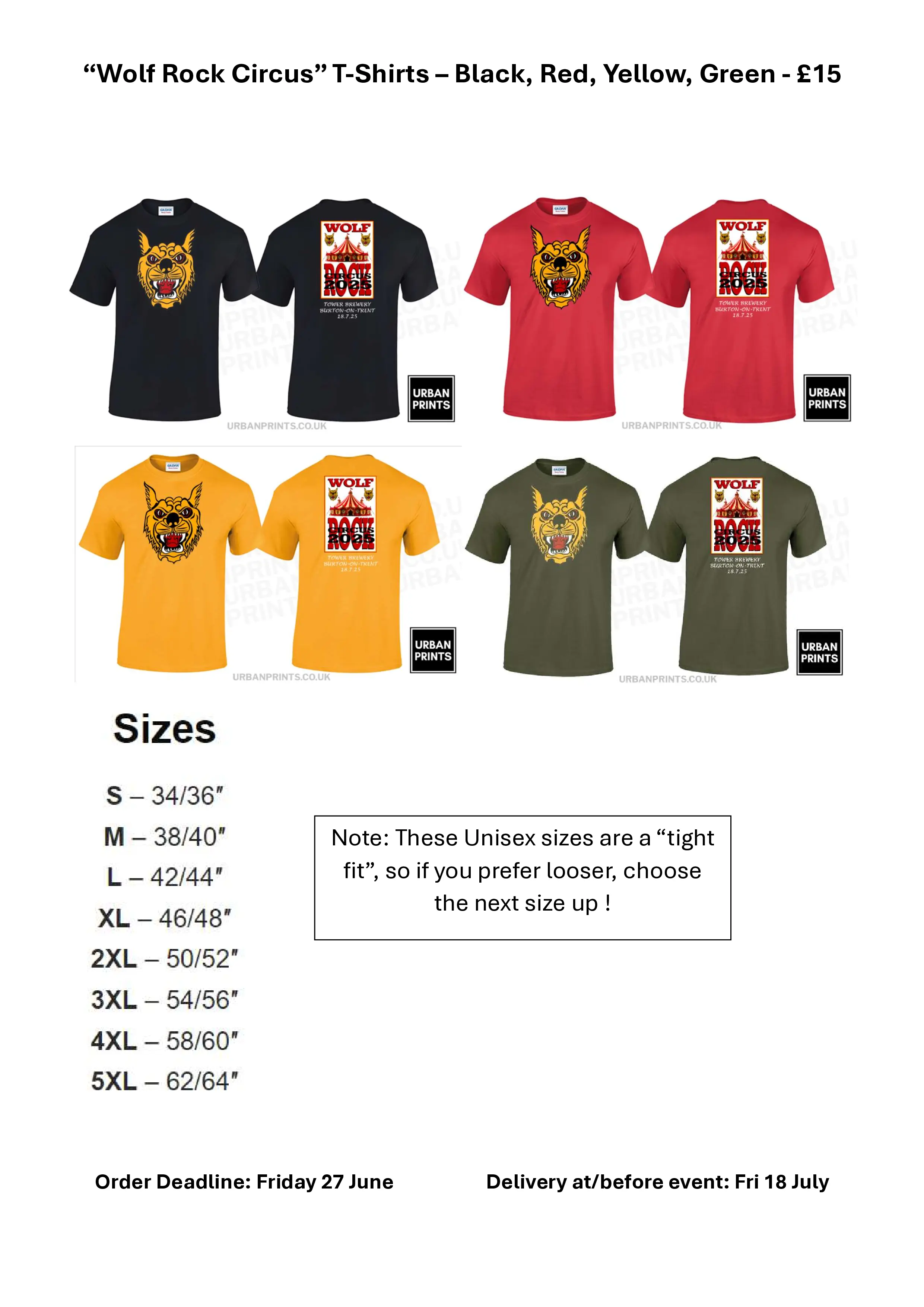 WOLF 2025 Rock Circus band t-shirts